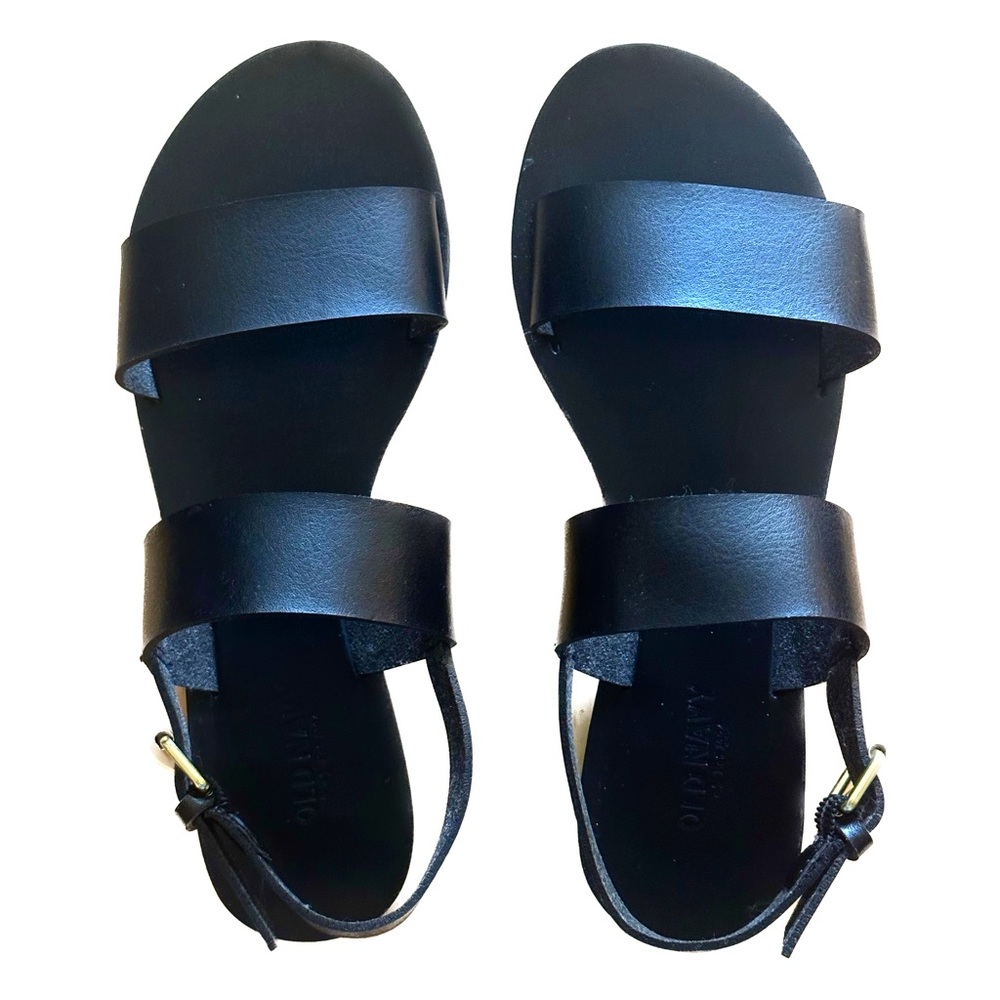 Old Navy Black Double-strap faux leather Flat Sandals  Size 6 NWOT